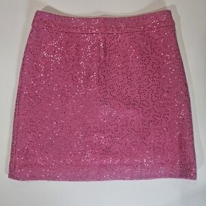 Loft Skirt Womens Size‎ 2 Midi Pink Sequined Barbiecore Zip Up Party Casual Wear
